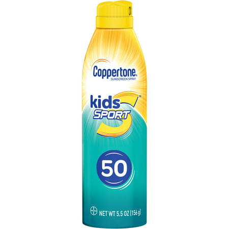 Coppertone Kids Sport Sunscreen Water Resistant Spray SPF 50 5.5 (Best Sweat Resistant Sunscreen)