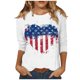 thumbnail image 1 of Blusas para las Mujeres Casual 3/4 Manga Cuello Redondo Impreso Suelto Superior, Mujer 3/4 Manga Tops Y Blusas, 1 of 4