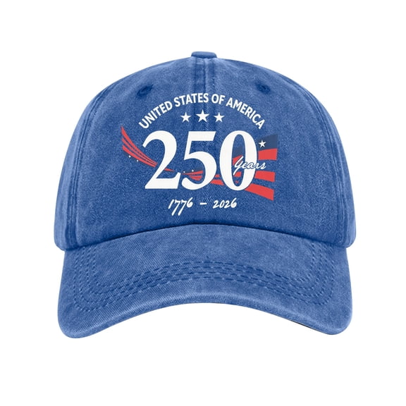 GrmtClth America 250th Anniversary Hat Patriotic Caps 1776-2026 Liberty Baseball Hat Retro Traditional Gift United States America Birthday Hat for Men Women Royal Blue One Size