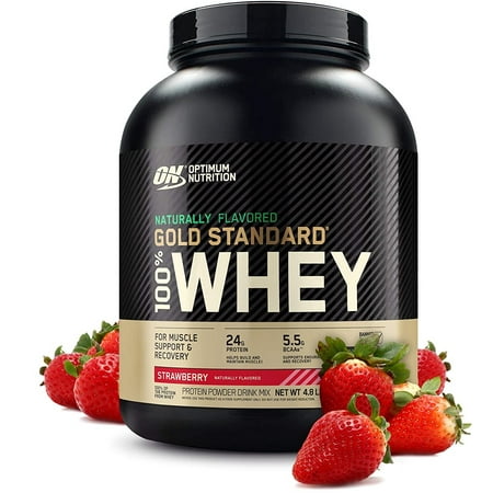 Optimum Nutrition, Gold Standard 100% Whey Protein Powder, 24g Protein, Naturally Flavored Strawberry, 4.8 lb