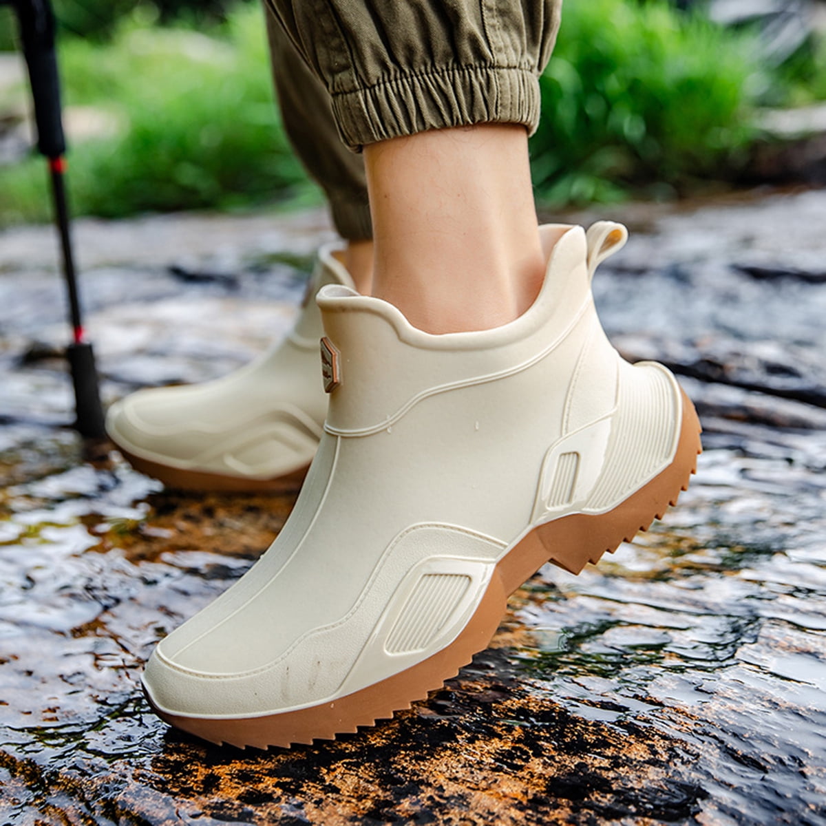 AUXDIQ Rain Boots Men Short Ankle Women Waterproof Rain Boots Outdoor Garden Shoes
