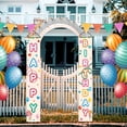 thumbnail image 3 of Bewildely 1 par Feliz Navidad feliz cumpleaños puerta porche pareado decoración colgante bandera fiesta ornamento decorativo hogar empresa Kits de decoración para fiestas Blanco Bewildely HA069200-02, 3 of 6