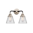thumbnail image 3 of Innovations Lighting  Nouveau 2 Cone - 2 Light 14" Bath Vanity Light Black Polished Nickel/Clear, 3 of 5