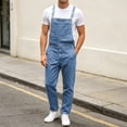 thumbnail image 2 of VBVC Men's Adjustable Denim Bib Overalls with Pockets , Casual Workwear Jean Overalls For Men, Sky Blue , S-3XL, 2 of 8
