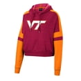 thumbnail image 2 of Women's Colosseum Heather Maroon Virginia Tech Hokies Throwback Stripe Arch Logo Cropped Pullover Hoodie, 2 of 3