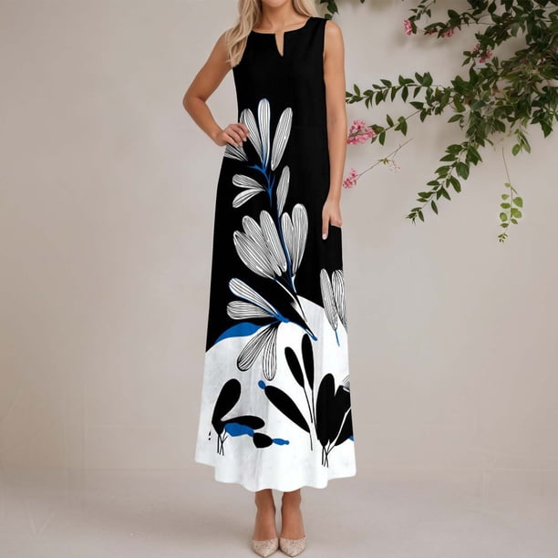 Vestido Largo Informal de Verano Con Escote En V Para Mujer, Para Playa, Holgado, Cómodo, Estilo Bohemio.