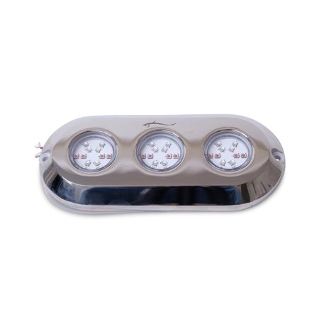 Color Changing 8,796 Lumen, 180 Watt 3 Pod Underwater LED RGB Stainless Steel Light