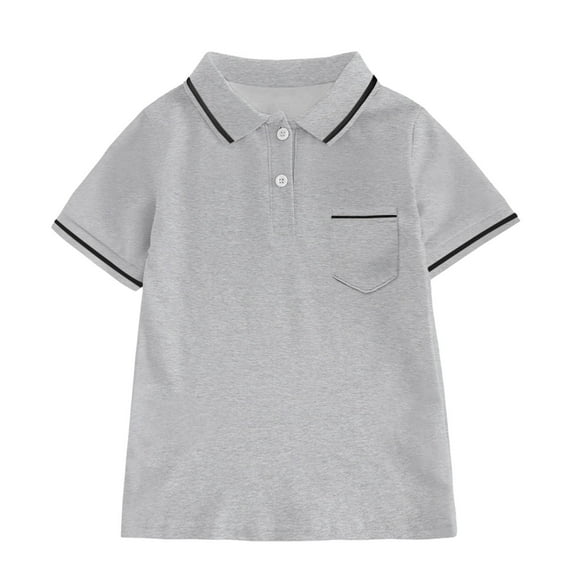 Boys Polo Shirt Solid Boys Uniform Shirts Button Up Shirt Boys Short Sleeve Polo Shirts 5-6 Years