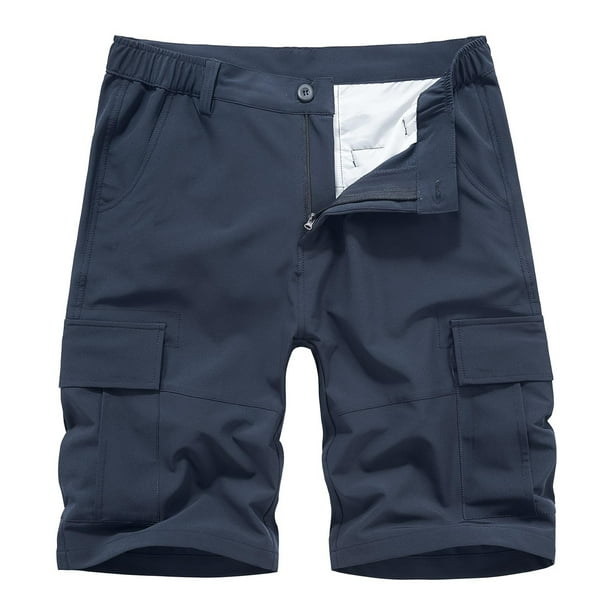pstuiky Pantalones cortos de gimnasio, Pantalones cortos cargo casuales para hombre, con bolsillos con botones y cremallera, cintura elástica Pantalones cortos de baloncesto
