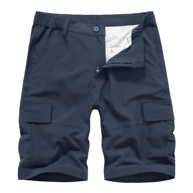pstuiky Pantalones cortos de entrenamiento para hombre, Pantalones cortos cargo casuales para hombre, con bolsillos con botones y cremallera, cintura elástica Pantalones cortos deportivos para hombre
