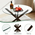 thumbnail image 3 of 35.5" Glass Round Dining Table with Solid Metal Legs, Transparent, 3 of 6