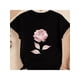 thumbnail image 1 of elegant Pink Rose Graphic Cotton T-Shirt For Fashionable Women, 1 of 7
