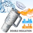 thumbnail image 5 of Blue Christmas Snowflake Pattern Tumbler with Handle and Lid,40oz Double Wall Vacuum Insulated Tumbler,Cups Gift for Women and Men, 5 of 7