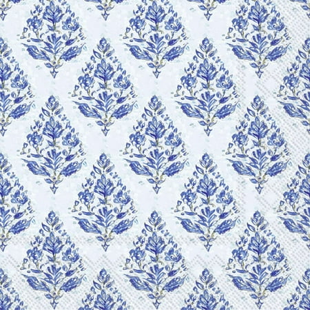 Boston International Rosanne Beck Everyday IHR 3-Ply Paper Napkins, 20-Count Lunch Size, Blue Medallion