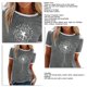 thumbnail image 5 of Camiseta de mujer con cuello redondo y manga corta con estampado de flores, camiseta informal para mujer, Top para citas, trabajo diario, gris claro XXL, 5 of 6