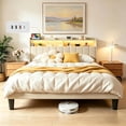 thumbnail image 6 of Bed Frame Queen Size , Lofka Queen Bed Frame with Storage & Headboard, USB/Type-C Charging, Smart RGB Lights, Noise Free, Easy Assembly,Beige, 6 of 15