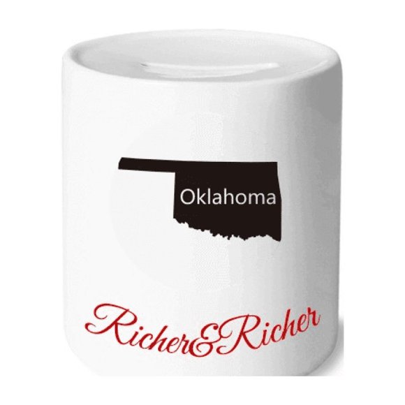 Oklahoma America USA Map Outline Rich and Rich Bank Saving Box Coin