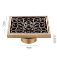thumbnail image 5 of Elegante desagüe de piso tallado con flores de ratán, desagüe de latón de estilo antiguo con resorte de gravedad para sellado automático, perfecto para baños, cocinas y garajes, 5 of 5