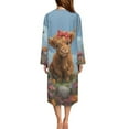 thumbnail image 2 of Xoenoiee Highland Cattle Butterfly Flower Print Women Zipper Robe Long Sleeves Loungewear Dress Full Length Sleepwear Pockets Housecoat Nightgown Long Bathrobe, Size S, 2 of 7