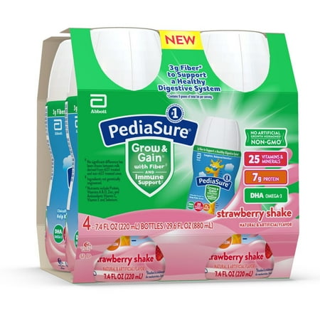 UPC 070074687636 product image for PediaSure Grow & Gain with Fiber Nutritional Shake  Strawberry  7.4-fl-oz Bottle | upcitemdb.com