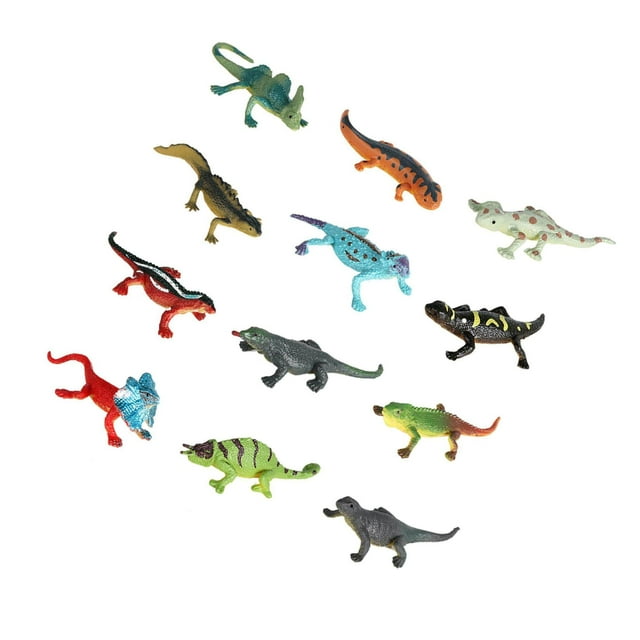 12 Pcs Figurines d'Animaux Réalistes à Soigner avec des Figurines pour Fournitures de Fête de Collection Lizard