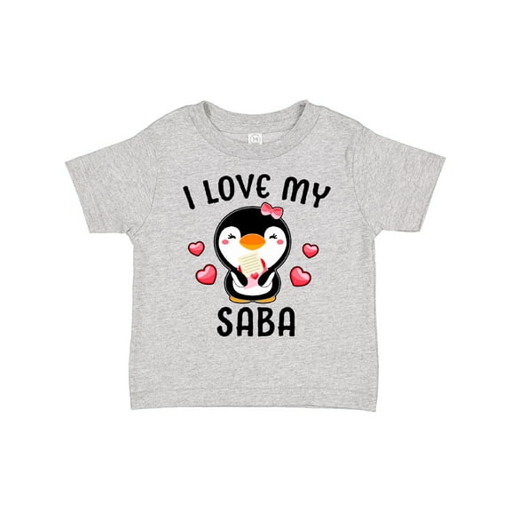 Inktastic I Love My Saba with Cute Penguin and Hearts Girls Toddler T-Shirt