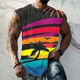 thumbnail image 2 of gifts for men! BiZtdJrK Going Out Tops for Men Summer Beach Vacation Sleeveless Shirts Fashion Palm Tree Graphic Muscle Tanks Multicolor L, 2 of 6
