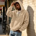 thumbnail image 3 of Pullover Hoodies for Men Polar Fleece Quarter Zip Up Drop Shoulder Sweatshirt Men Drawstring Hooded Street Fashion Pullovers, 3 of 7