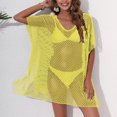 thumbnail image 2 of Gubotare Women's Plus Size Crochet Hollow Out Bathing Suit Bikini Swimwear Cover Up Dress Swim Beach Cover Ups,Yellow One Size, 2 of 4