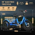 thumbnail image 2 of Lilypelle Electric Ride on tricycle for Kids , 6/9/12Mph Three Max Speed 250W Power trike w/ 24V 10.4Ah Battery, Headlights & Horn, Large Rear Basket ,2 sets of DIY stickers,16"x3" Wheel,30Miles, 2 of 6