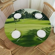 Tllo0ord Golf Course Lawn Round Table Cloth, Elastic Edged Fitted Table Cover Decor Tablecloths for Dinner, Picnic, Party 46-50