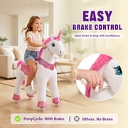 PonyCycle Kid-Powered Ride-On Unicorn Toy, No Battery, Hand Brake, Ages 4-7, Pink, E412