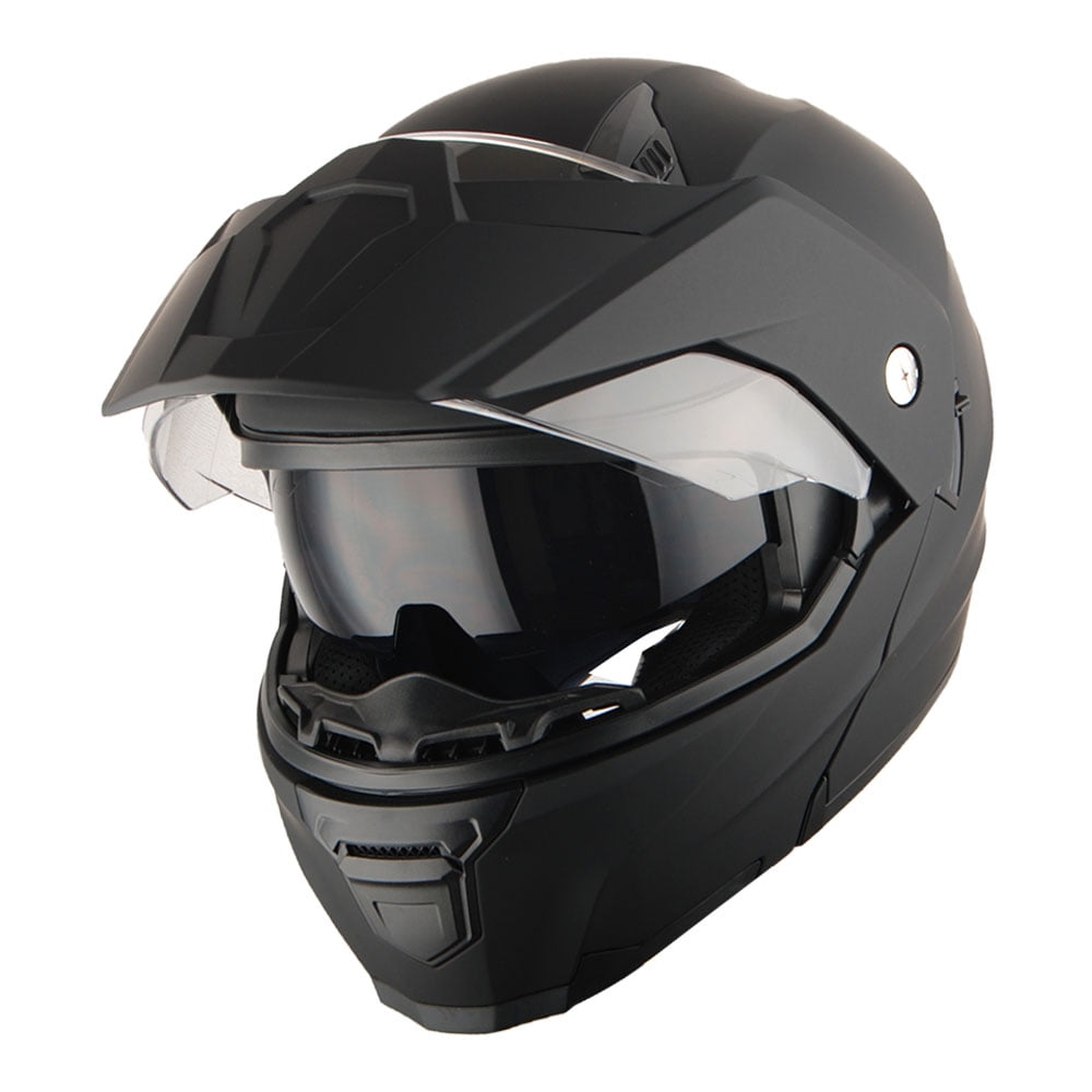 1Storm New Motorcycle Modular Flip up Full Face Helmet Dual Visor: HJK910 DSPORT Matt Black