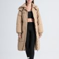 thumbnail image 5 of DYTTDG Women's Winter Long Hooded Jacket Solid Color Warm Fashion Loose Outdoor Coat Bread Clothes with Pockets on Clearance, 5 of 8