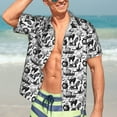 thumbnail image 5 of Lsque Black White Halloween pattern Hawaiian Shirt for Men, Unisex Summer Beach Casual Short Sleeve Button Down Shirts-Medium, 5 of 9