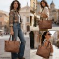 thumbnail image 4 of CHAQLIN Top Handle Tote Bag with with Zipper Lightweight, Faux Leather Texture Inner Zipper Pocket Tote Top Handle Bag for Travel Daily Use, 4 of 6