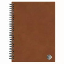 Lined Journal Safety Wirebound Non-Dated 5.75"x8.5" Tan: Faux Leather Hard Cover, Narrow Ruled, 80 Pages, Adult Stationery