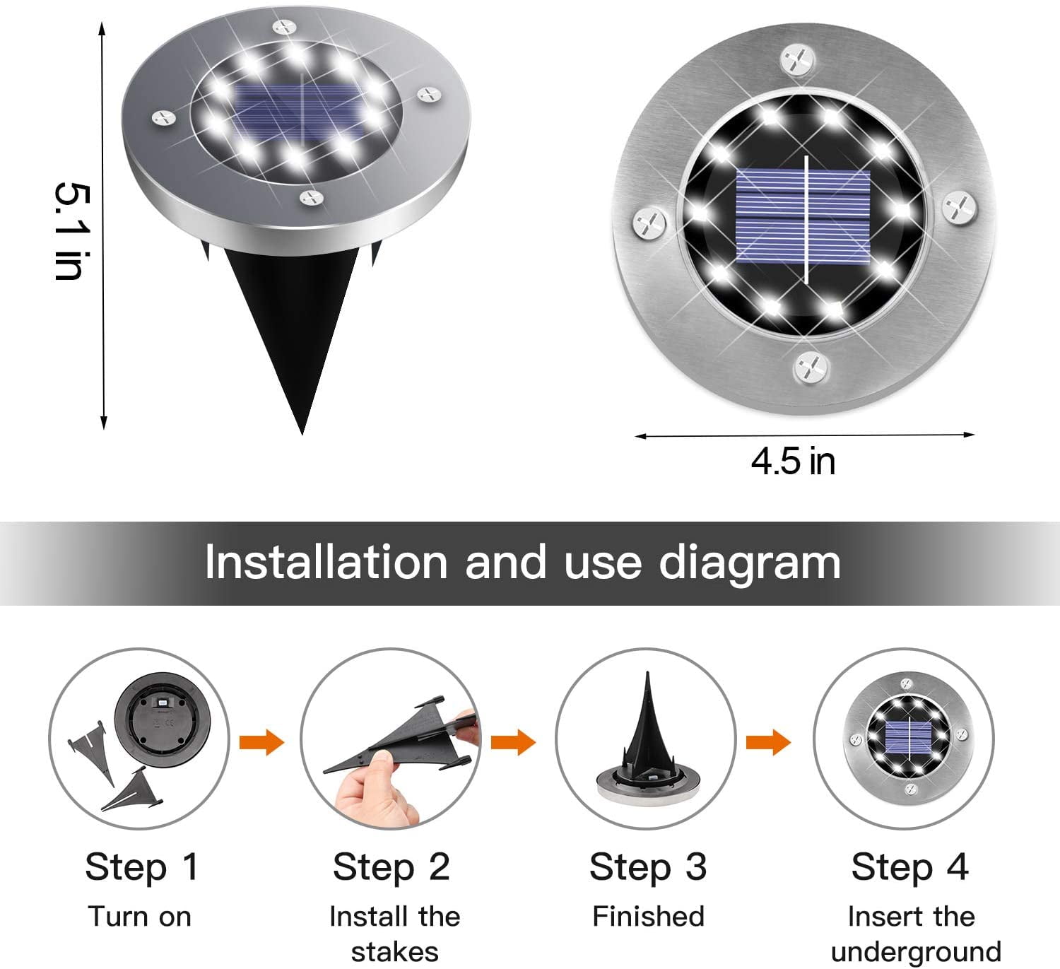 12 PACK Solar Garden Lights,Flat Solar Lights- 8 Led Solar Out light outdoor, Waterproof Garden Pathway Lights for Lawn Patio Pathway Yard Deck Walkway Flood Light