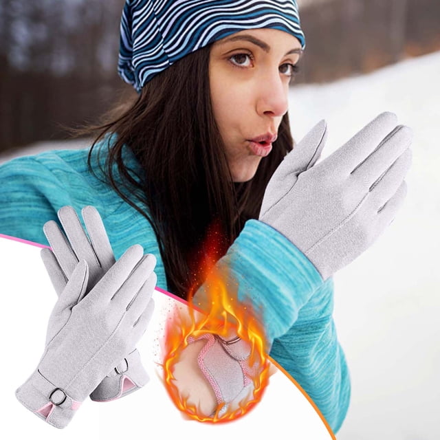 Hot6sl Ofertas y Liquidaciones Guantees And Infernos Terciopelo Grueso Boca de Lana Al Aire Libre Conducción Deportes Pantalla Guantes de Terciopelo Alemanes Mujeres