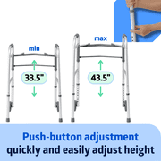 Medline Bariatric Folding Walker for Seniors, Heavy Duty, Extra Wide, 5-In Wheels, 500 lb Capacity, Aluminum, Silver