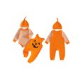 thumbnail image 2 of Cjfdfy Newborn Baby Boy Halloween Pumpkin Ghost Outfits My First Halloween Overalls Pants Striped Long Sleeve Romper And Hat Infant Cute My 1St Halloween Fall Winter Outfit, 2 of 9
