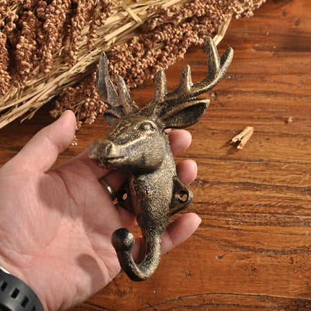

Northern European-Style Small Deer Head Iron Hook Wall Decorative Wall Hangings Cast Iron Antlers Single Hook Wall Pendant