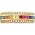 thumbnail image 4 of Sterling Silver 14K Flash-Plated Channel-Set Colorful & Clear Cz Ring (Size 7) Made In China qr7175gp-7, 4 of 5