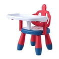 thumbnail image 1 of Silla de alimentación para bebés compacta Asiento de PVC con bandeja ajustable Taburete para pies sin BPA Antideslizante para jardín de niños Corona Rojo Azul, 1 of 9