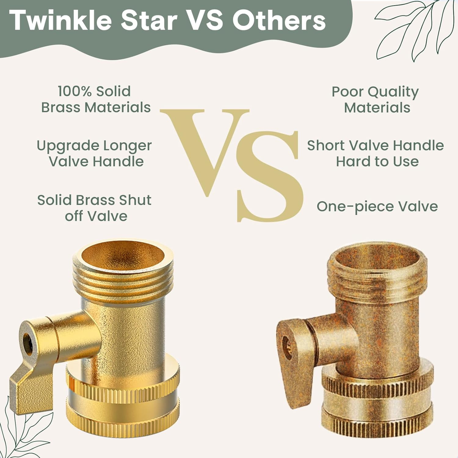 Heavy-Duty Brass Adjustable Twist Hose Nozzle, High Pressure Hose Nozzle with On-Off Valve, Leakproof Operation 3/4" GHT Connector 4 Pack