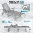 thumbnail image 5 of Wood Look Set of 2 HDPE Outdoor Chaise Lounge Chair, Rolling Pool Lounger, Gray, 5 of 8