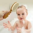 thumbnail image 4 of Natural Wooden Baby Hairbrush Gentle Toddler Bath Brush Set for Delicate Scalp Care and Shower, 4 of 6