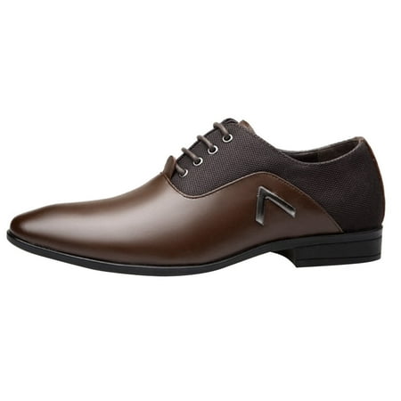 

Mackneog Cl ical Style Shoes For Men Slip On PU Low Rubber Sole Block Heel Work Gift on Clearance