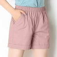 thumbnail image 4 of TTUHYWXI Casual Shorts for Women Elastic Waist Comfy Summer Pull On Solid Color Short with Pockets (Pink, XL), 4 of 5