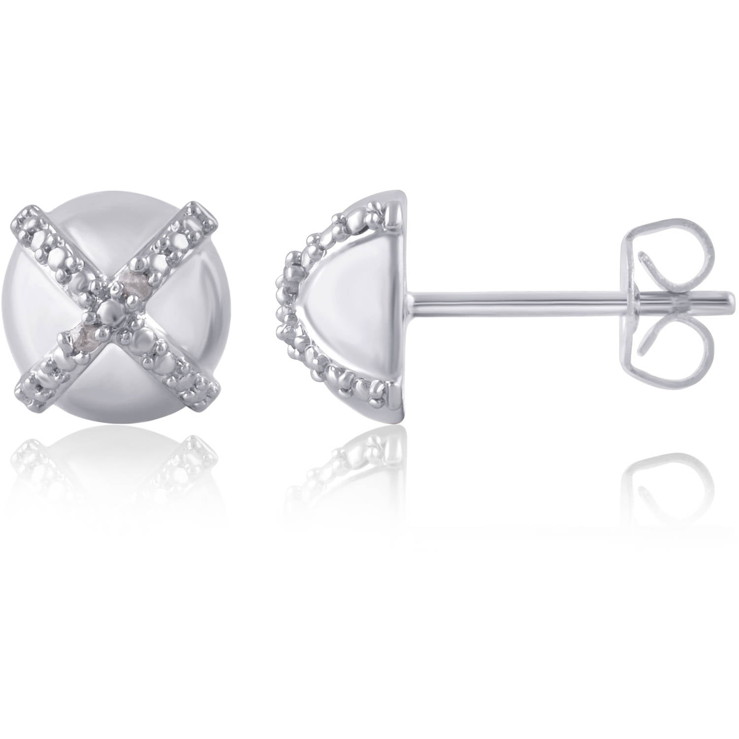 Diamond Accent Silver Tone "X" Stud Earrings